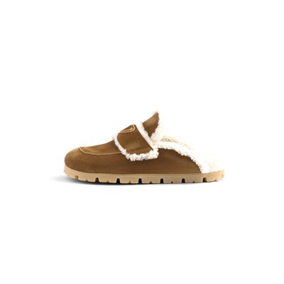 PRADA SUEDE AND SHEARLING SLIPPERS 1S711M